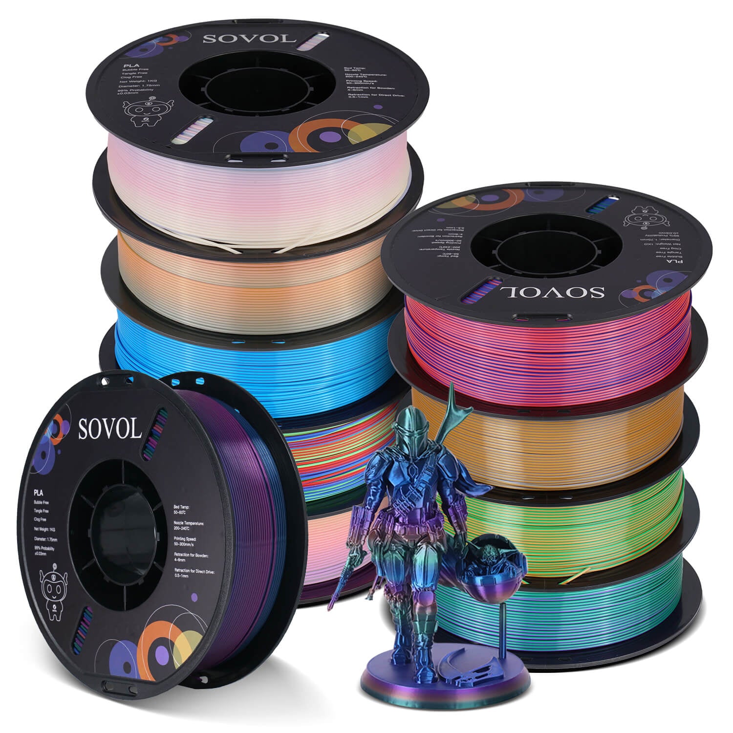 sovol-pla-silk-filament-bundle-10x1kg-1-75mm-10kg-sparpack image 2
