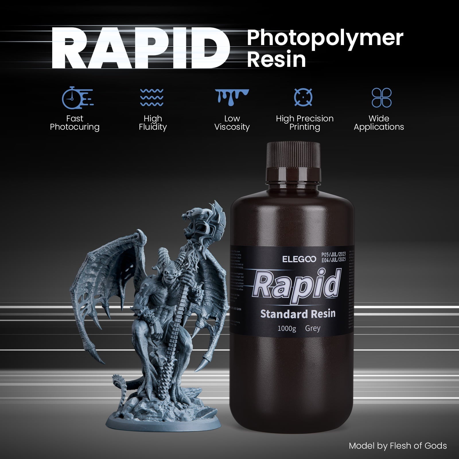 elegoo-rapid-standard-harz-405nm-uv-harz-grau-1kg image 2