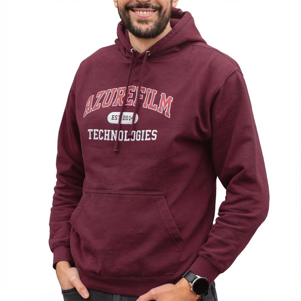 azurefilm-varsity-hoodie-bordeaux-red-lifestyle-kapuzenpullover image 2
